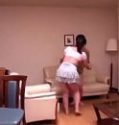 Mom and son fuck behind dad